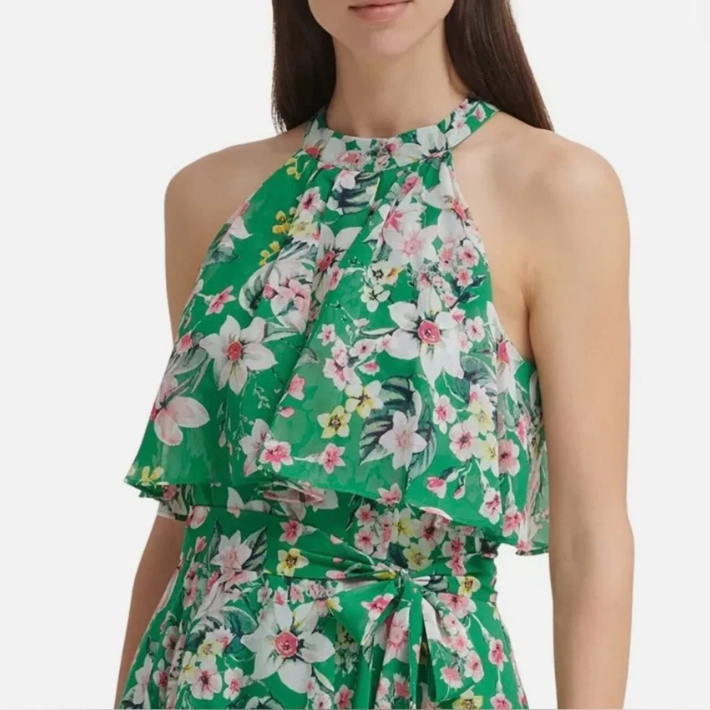✨Eliza J Floral Halter Chiffon Gown Size 16